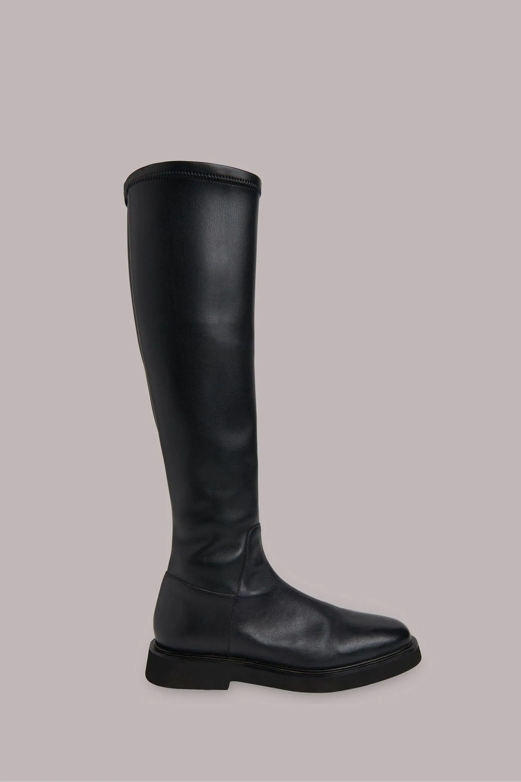 Whistles - Quin - Black Elasticized Knee-High Boots