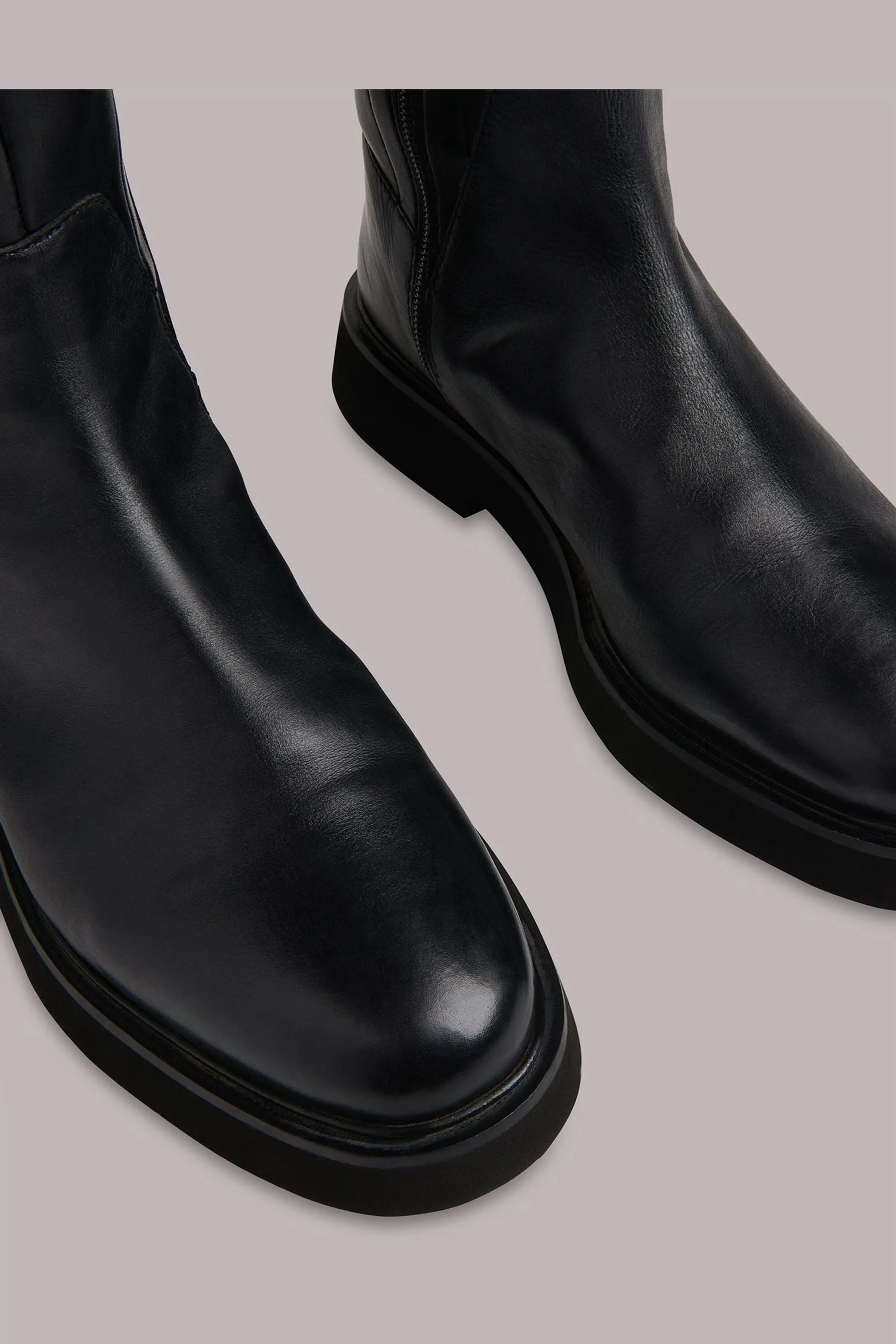 Whistles - Quin - Black Elasticized Knee-High Boots