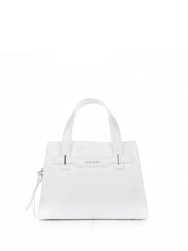White Posh Medium Handbag with Shoulder Strap