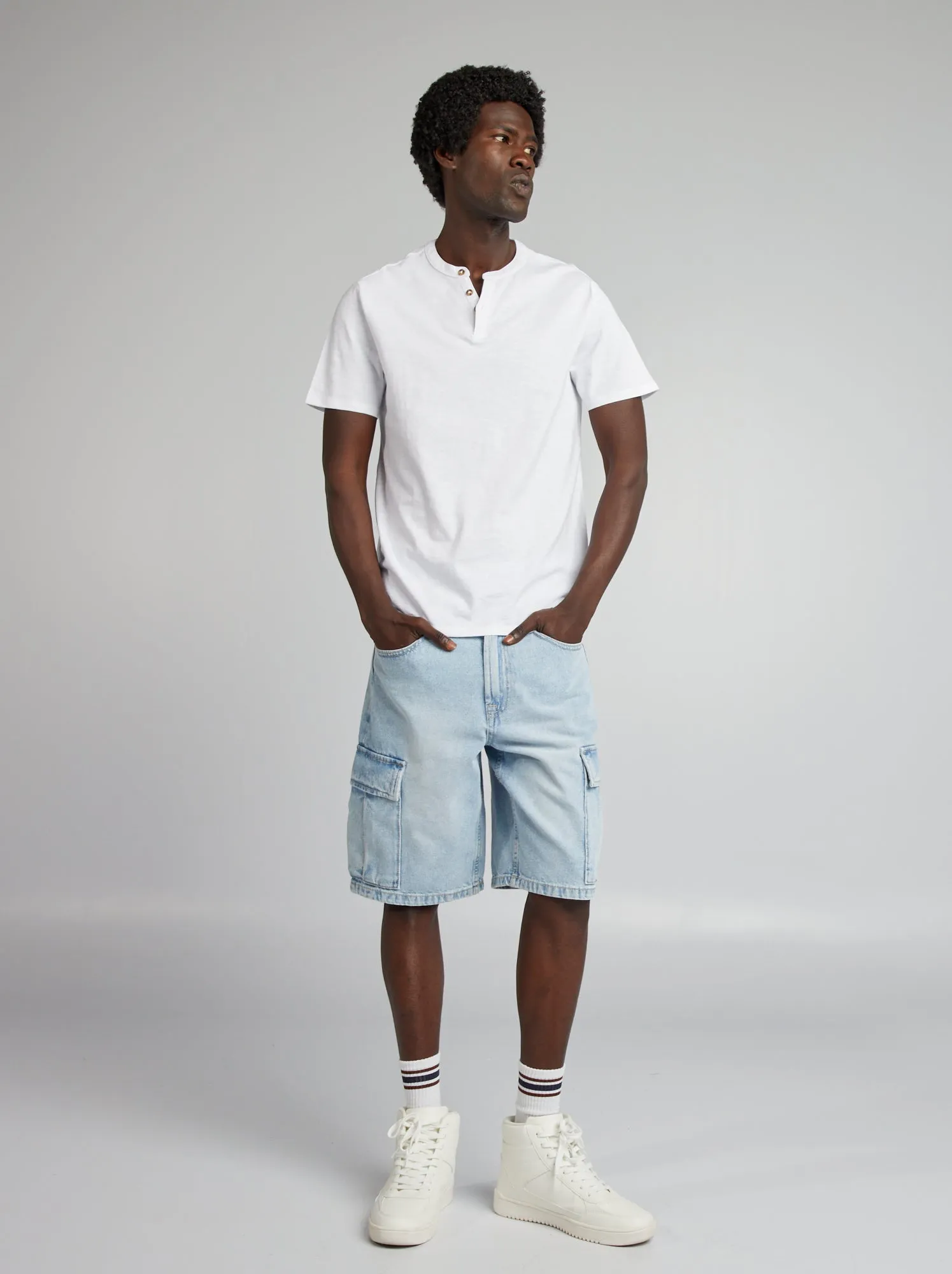 white solid color t-shirt with seraphine collar
