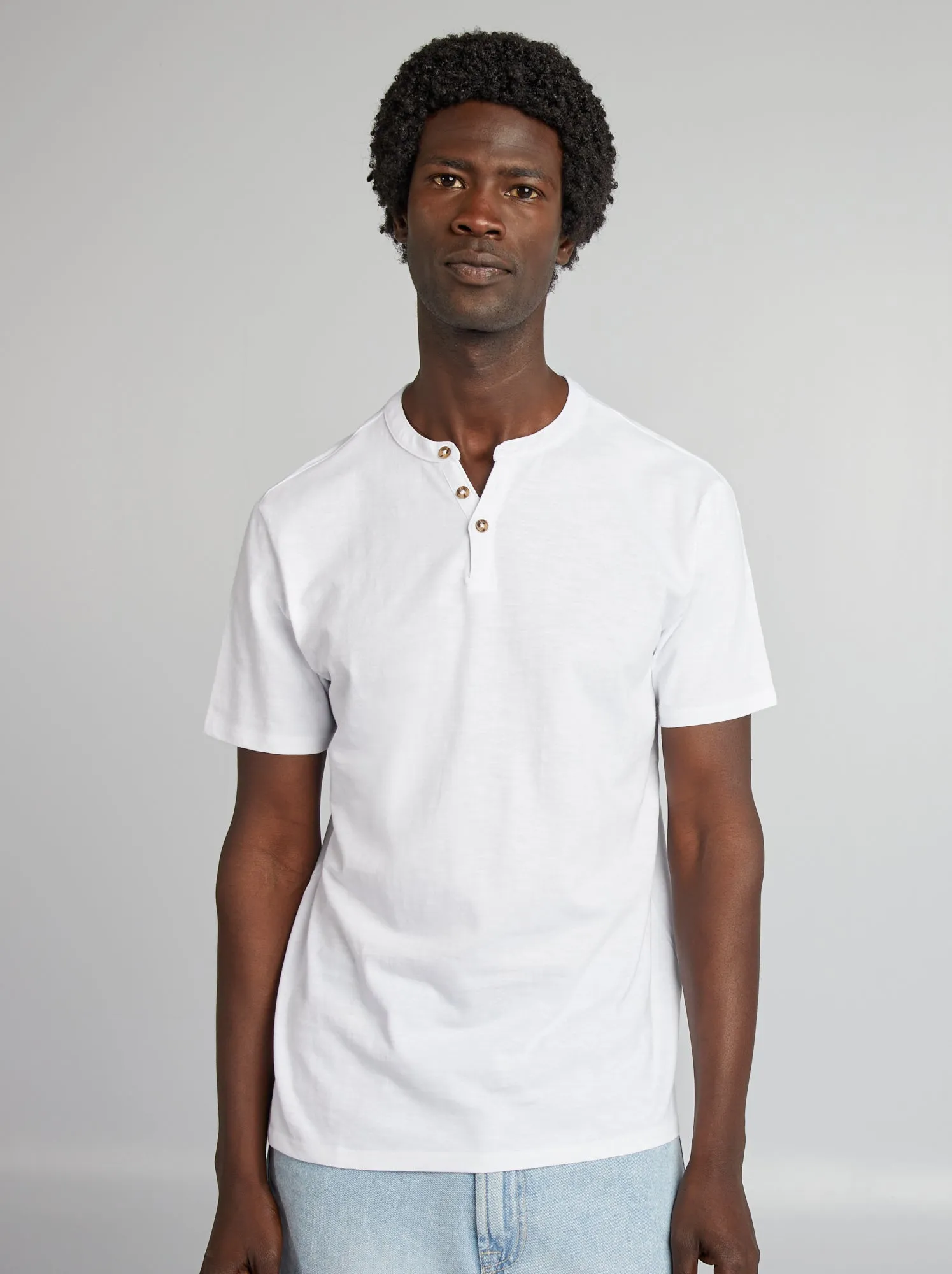 white solid color t-shirt with seraphine collar