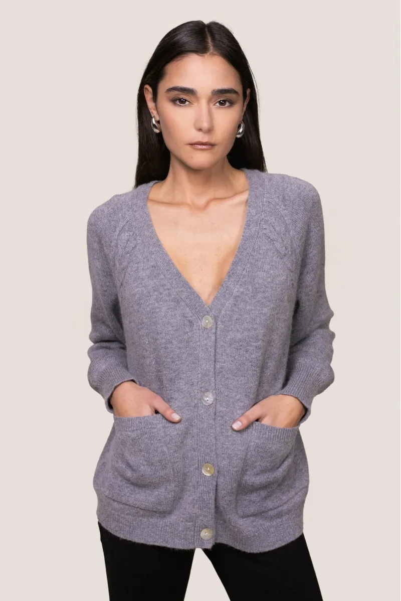 WHITE WISE Raglan Sleeve Angora Blend Cardigan WW19168