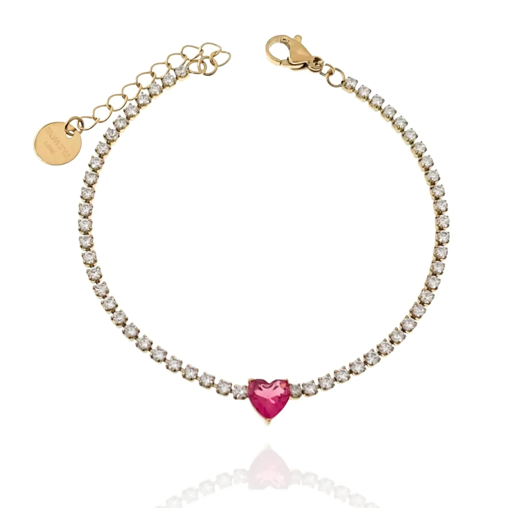 Women's Elegant Heart Jewel Tennis Bracelet with Rhinestone Stone