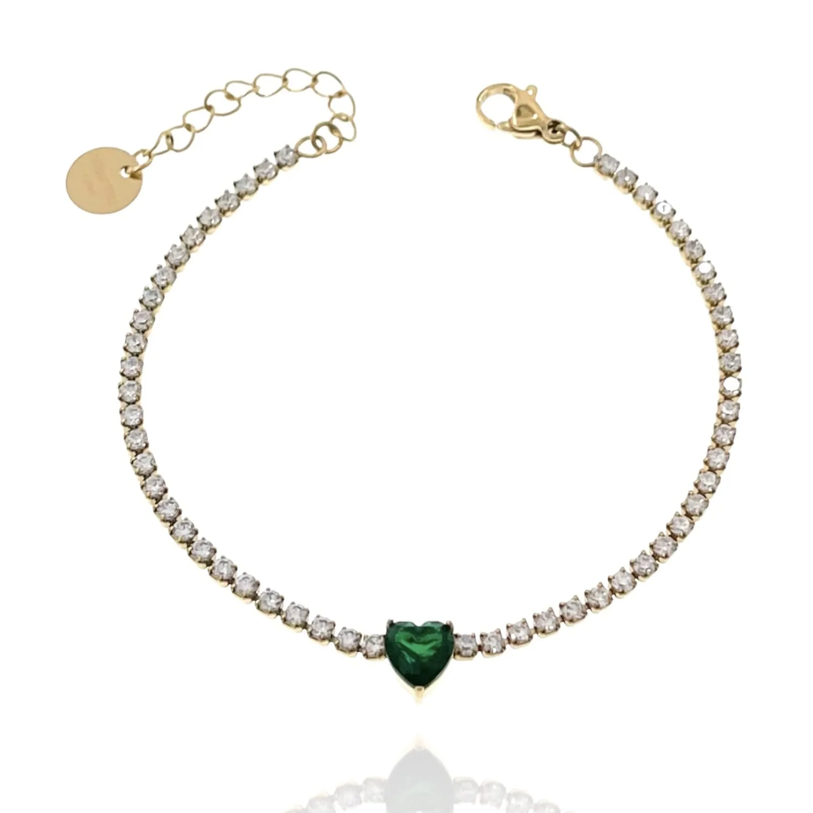 Women's Elegant Heart Jewel Tennis Bracelet with Rhinestone Stone