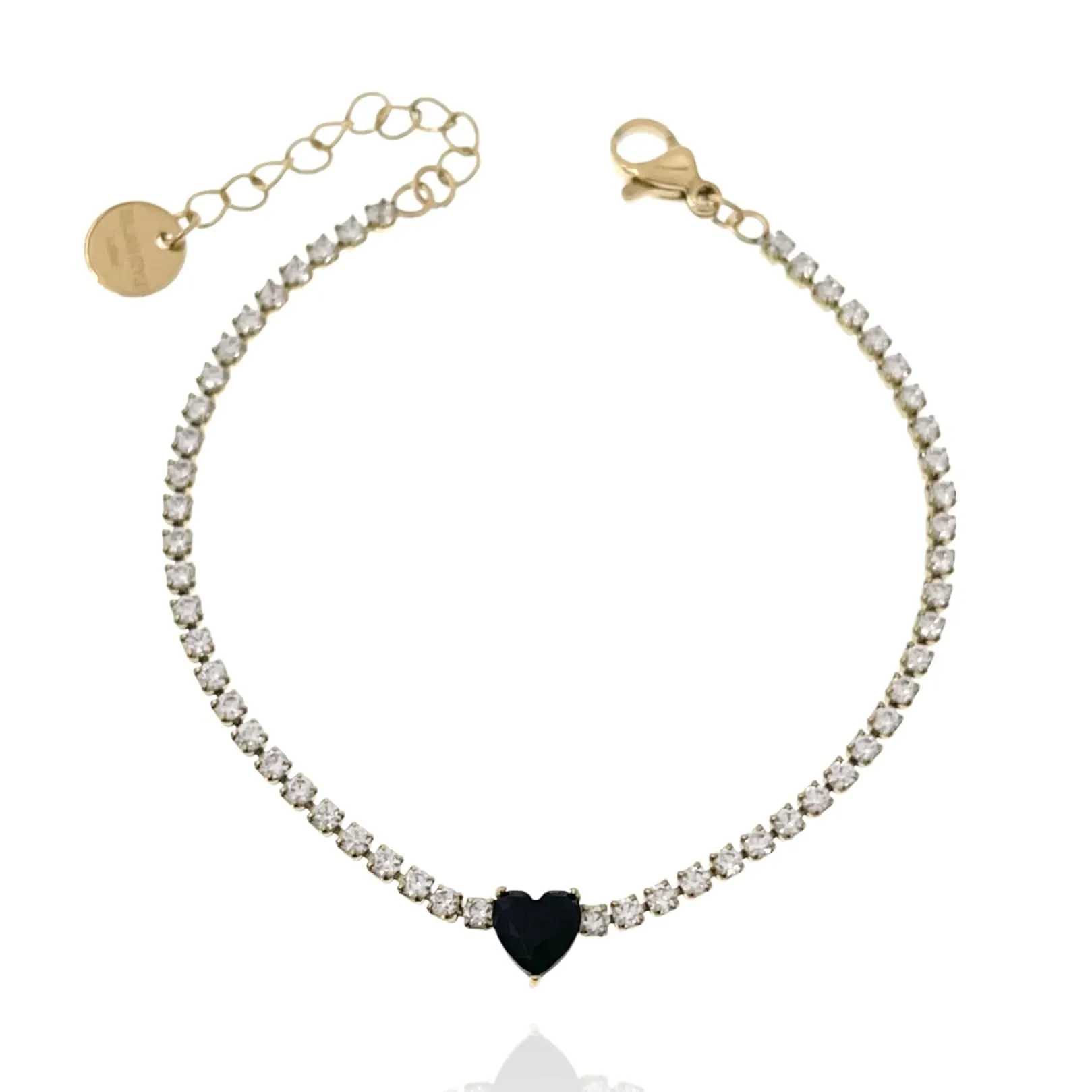 Women's Elegant Heart Jewel Tennis Bracelet with Rhinestone Stone