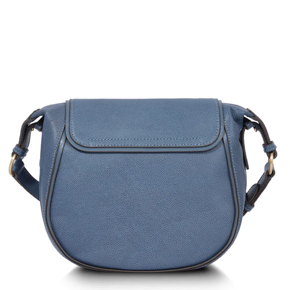 Women's Leather Shoulder Bag THE BRIDGE Domitilla Line in Cerulean