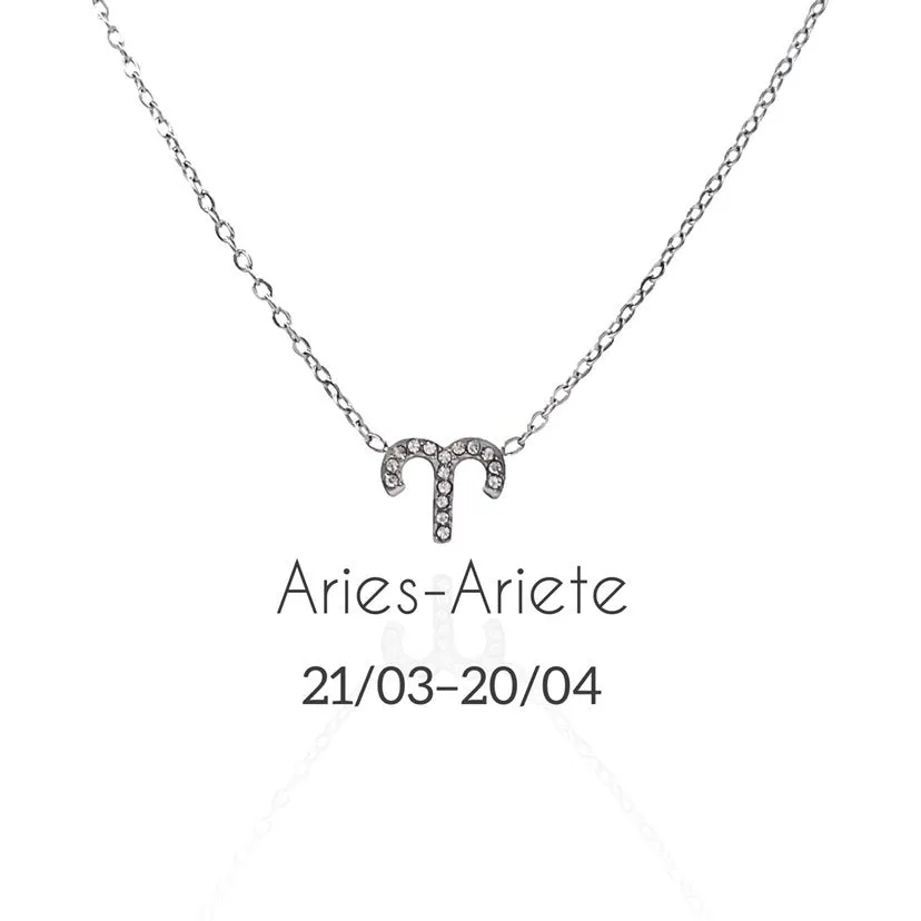 Women's Zodiac Sign Pendant Necklace with Chain and Rhinestone