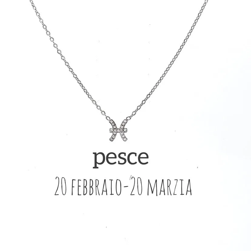 Women's Zodiac Sign Pendant Necklace with Chain and Rhinestone