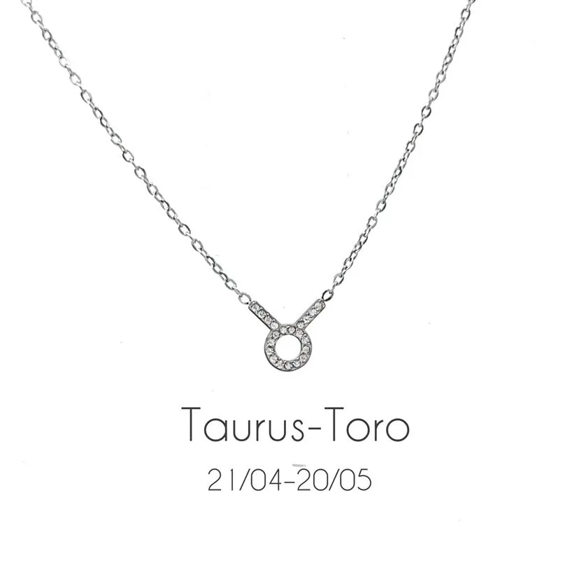 Women's Zodiac Sign Pendant Necklace with Chain and Rhinestone