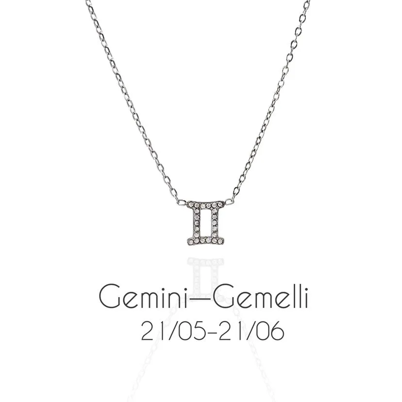 Women's Zodiac Sign Pendant Necklace with Chain and Rhinestone