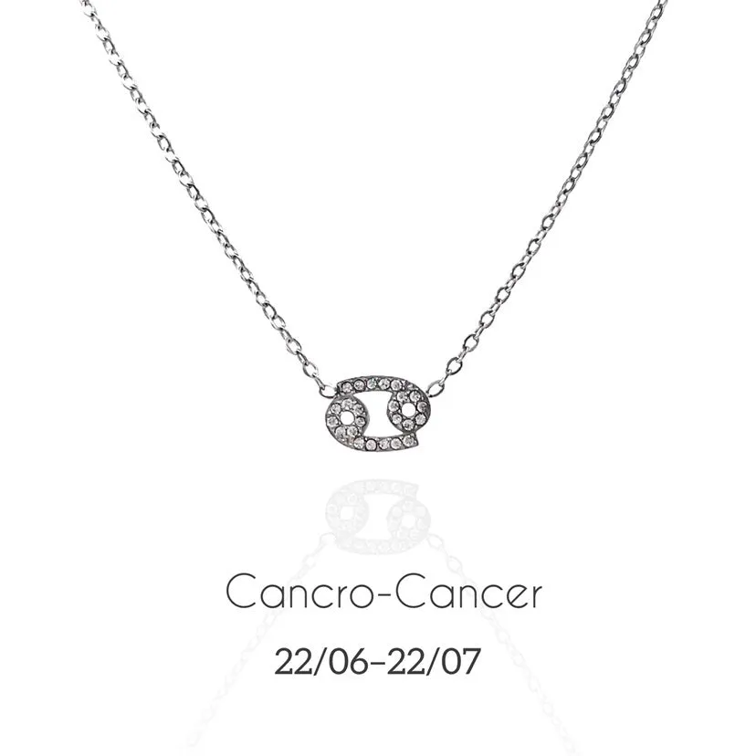 Women's Zodiac Sign Pendant Necklace with Chain and Rhinestone