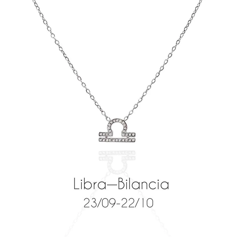 Women's Zodiac Sign Pendant Necklace with Chain and Rhinestone