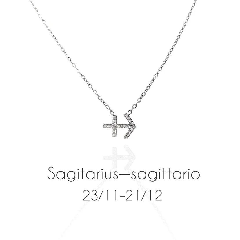 Women's Zodiac Sign Pendant Necklace with Chain and Rhinestone